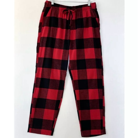 Old Navy Flannel Pajama Pants Mens XL Red Black Buffalo Plaid PJ Holiday Cabin - Picture 1 of 10